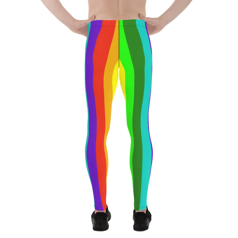 Rainbow Love Men's Tights, Rainbow Lover Men's Running Leggings & Run Tights Meggings Pants - Made in USA/EU