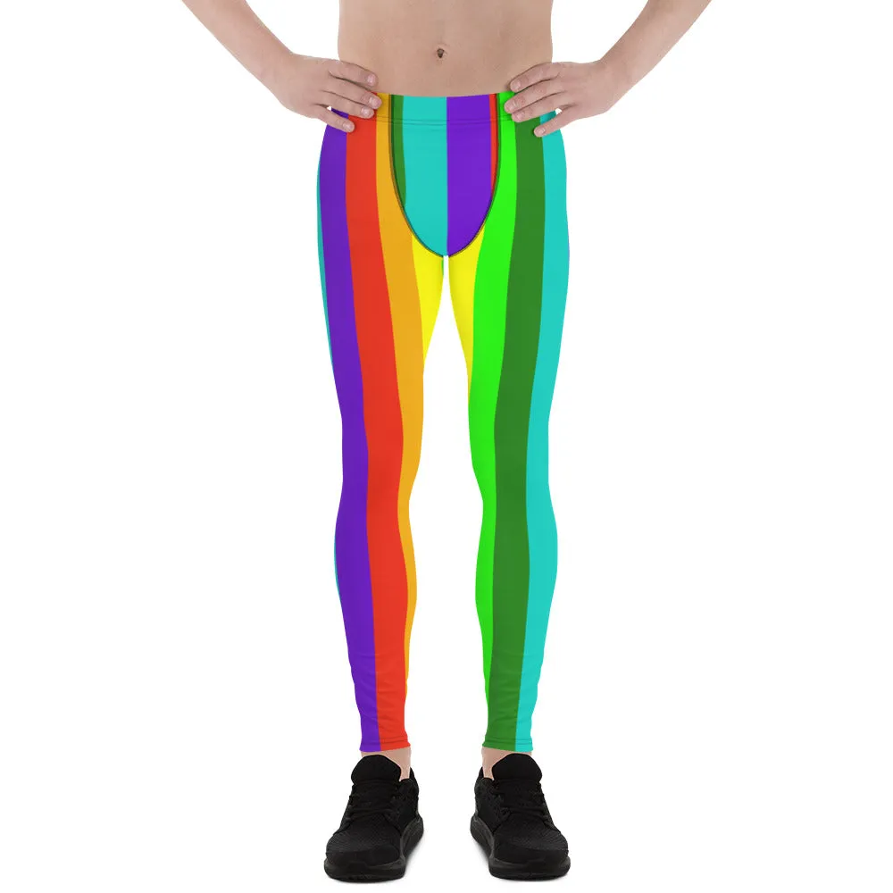 Rainbow Love Men's Tights, Rainbow Lover Men's Running Leggings & Run Tights Meggings Pants - Made in USA/EU