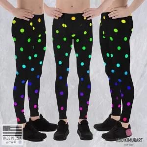 Rainbow Polka Dots Men's Tights, Gay Pride Printed Premium Men's Leggings Tights-Made in USA/MX/EU