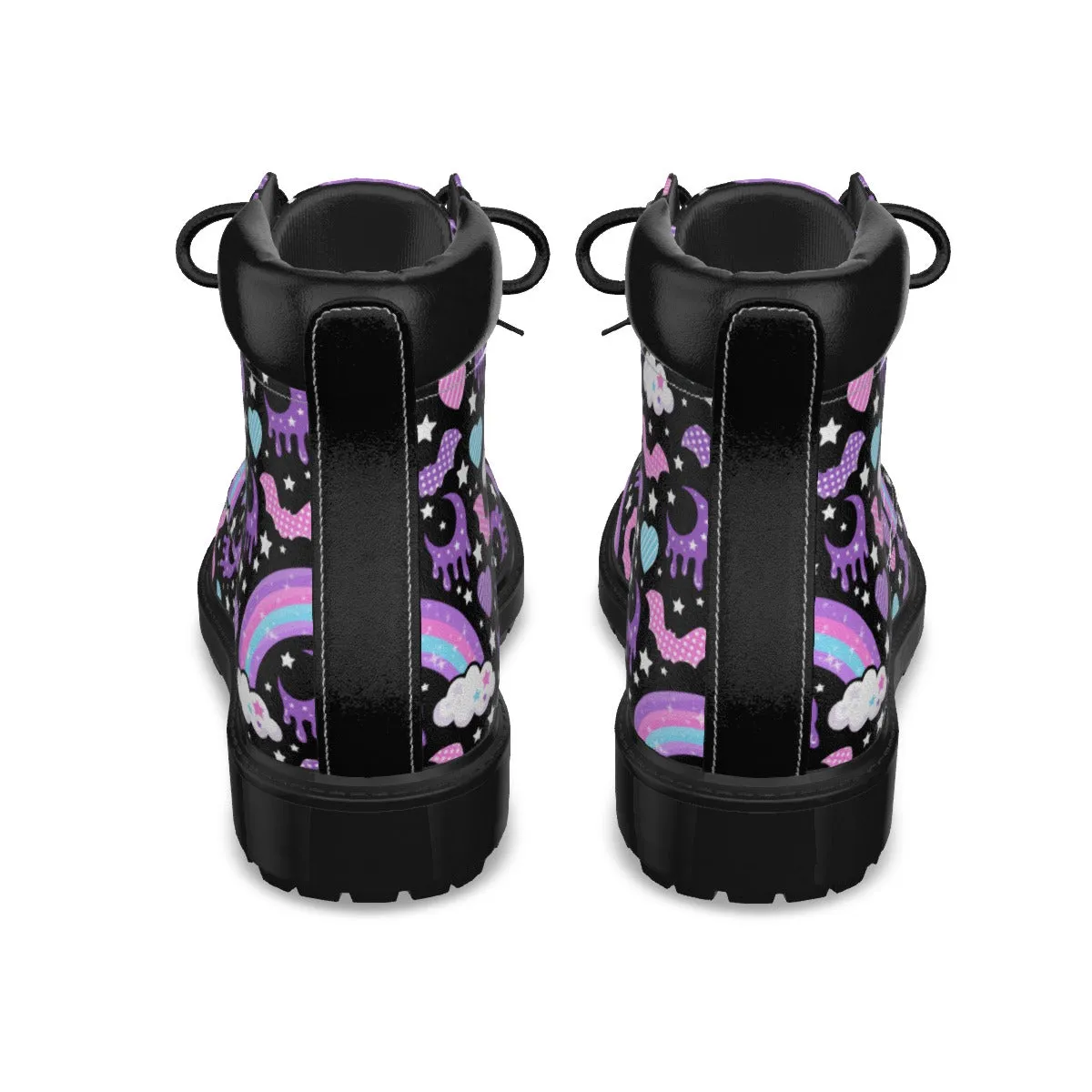 Rainbow Spooky Bats Black - Women's Short Boots