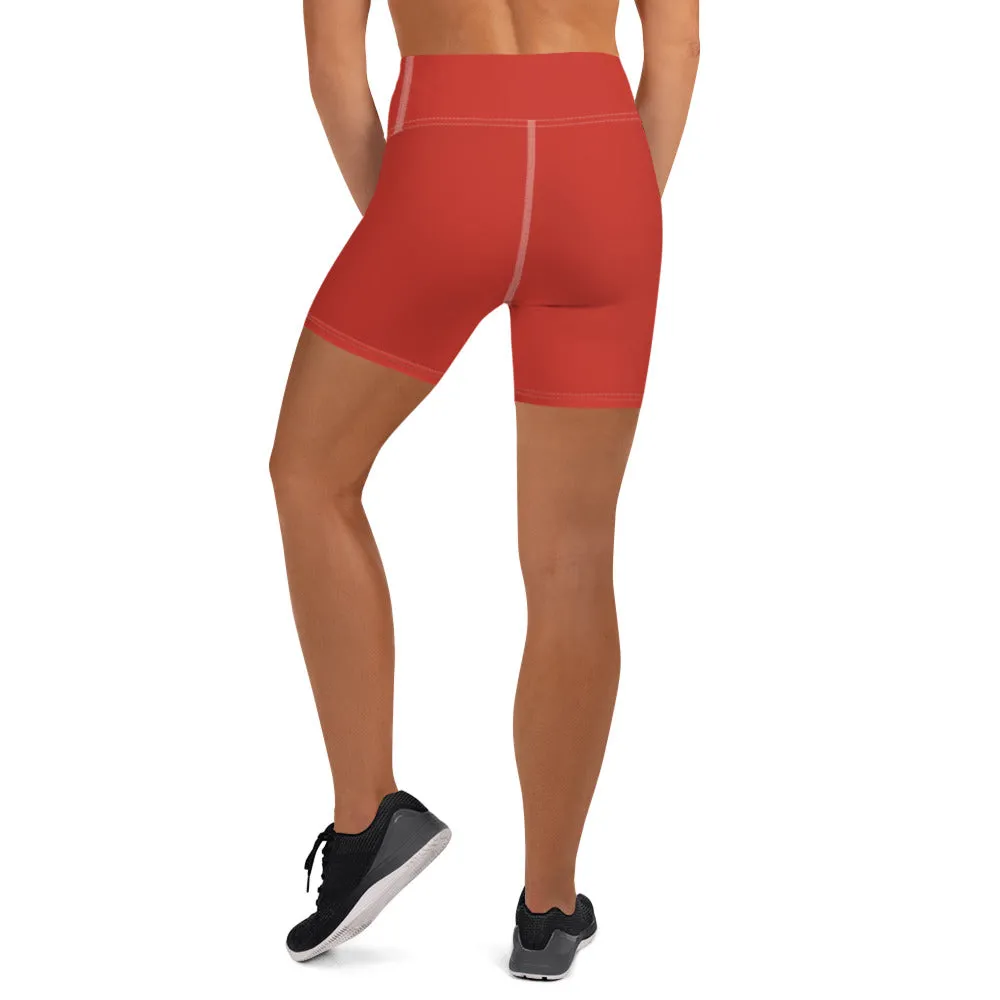 Red High Waisted Yoga Shorts