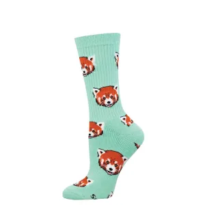 Red Panda (Mint) Unisex Active Crew Socks S/M