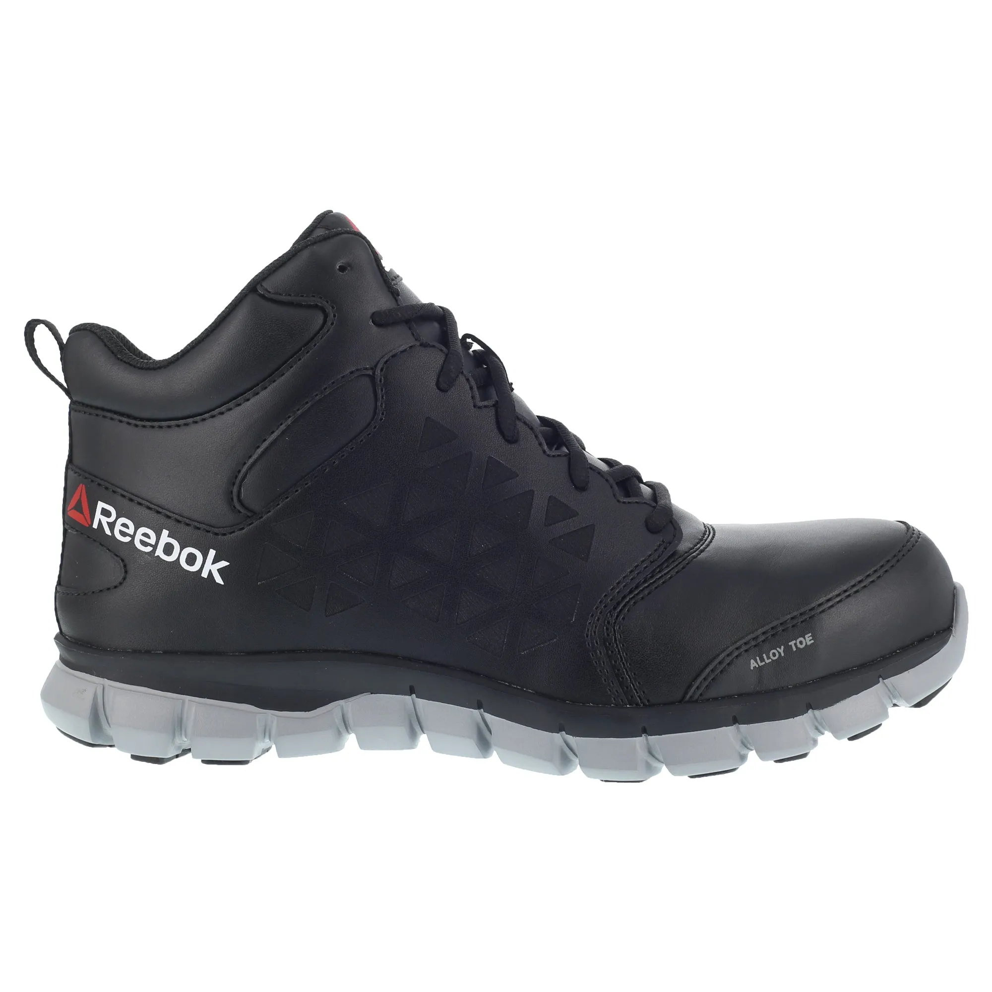 Reebok Womens Black Leather Work Boots Sublite Athletic Mid Cut AT