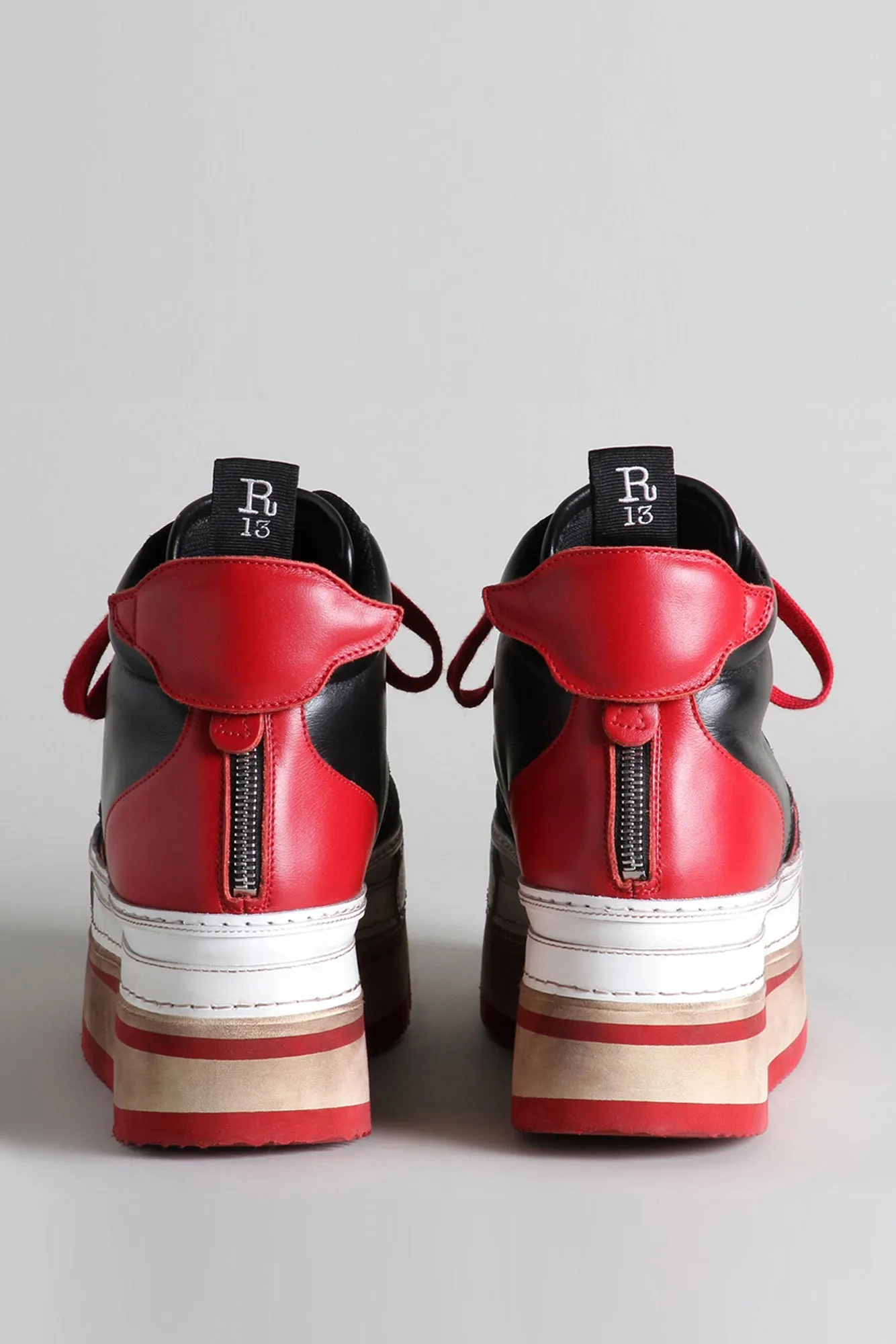 RIOT LEATHER HIGH TOP - RED AND BLACK