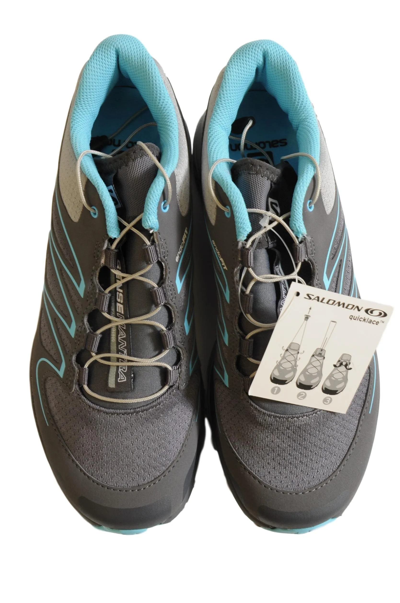 Salomon Sense Mantra Quicklace Womens Running Shoes Grey - Blue UK 4.5 – RRP: £110