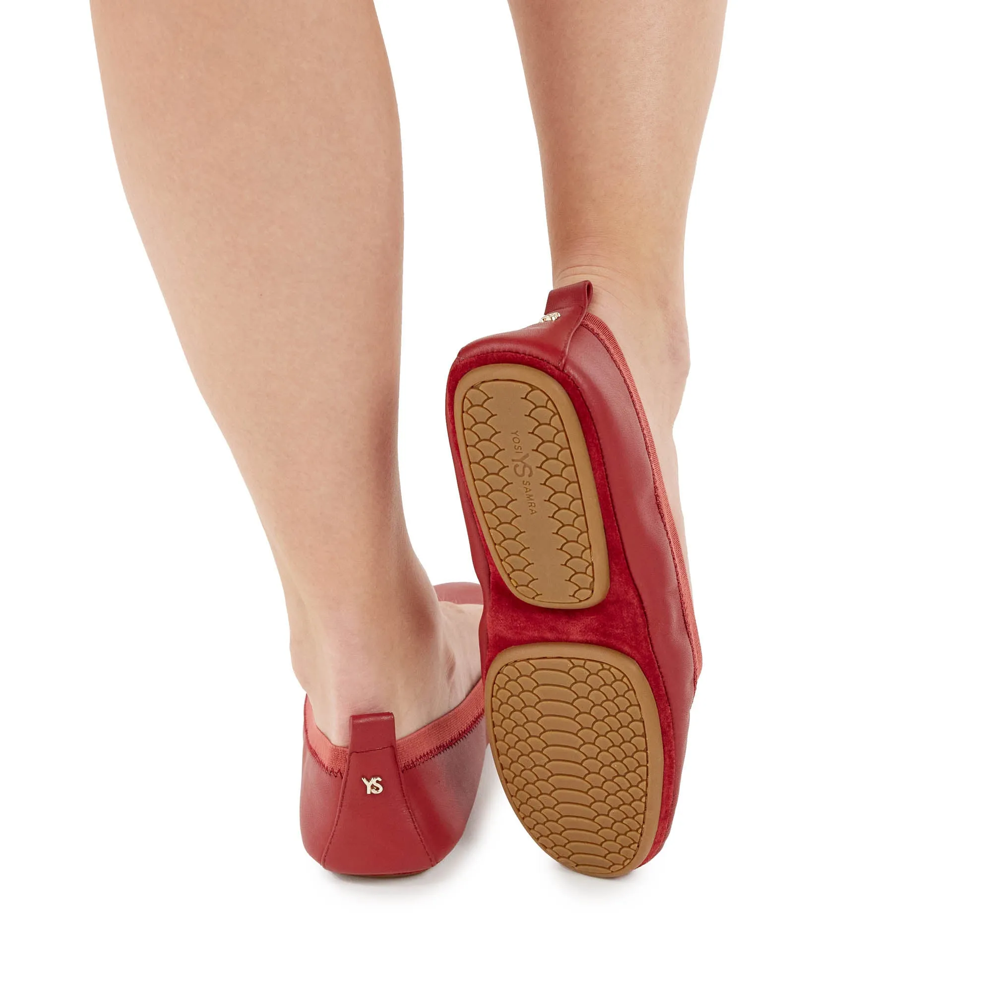 Samara Foldable Ballet Flat in Rust Leather