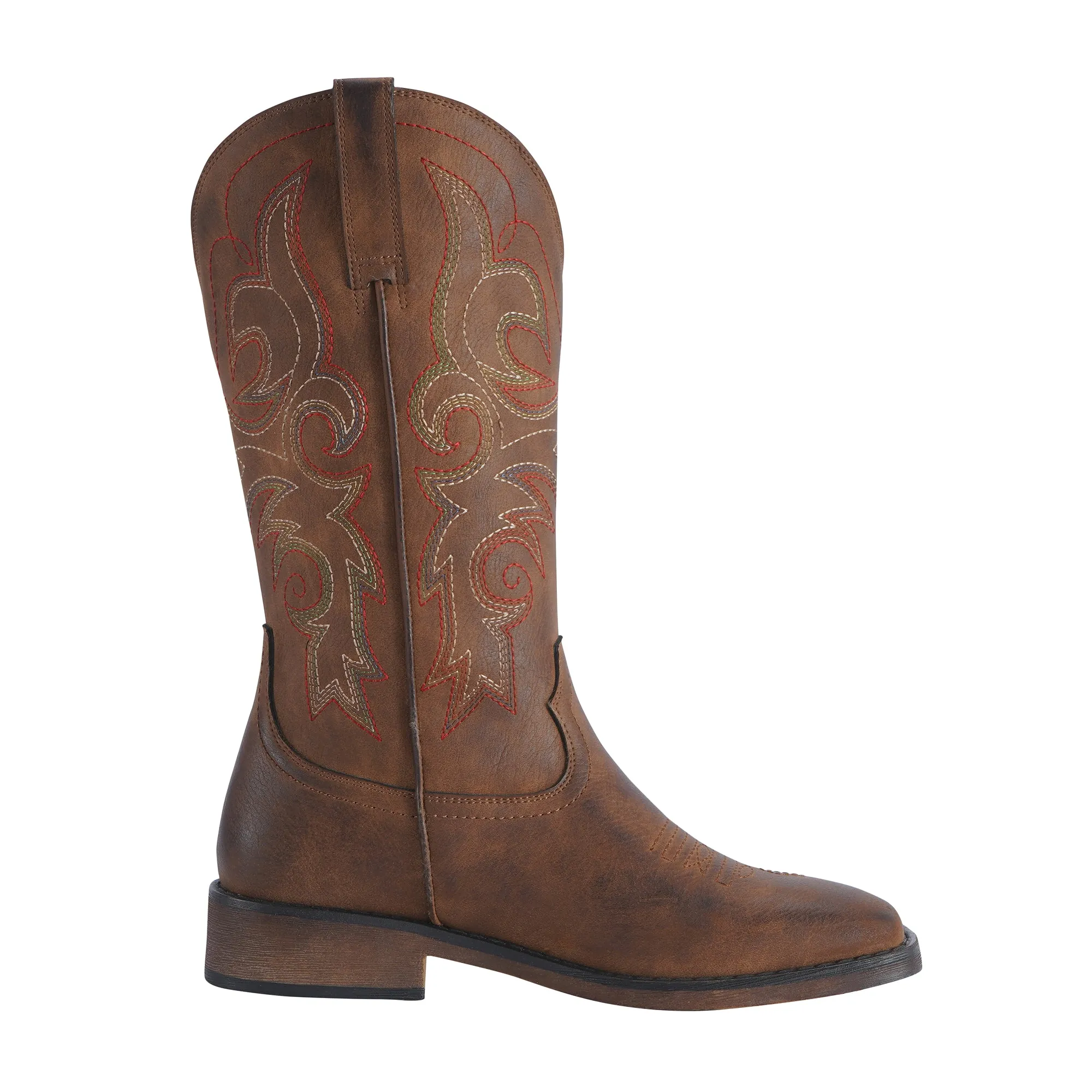 SheSole Women's Square Toe Cowboy Boots Brown