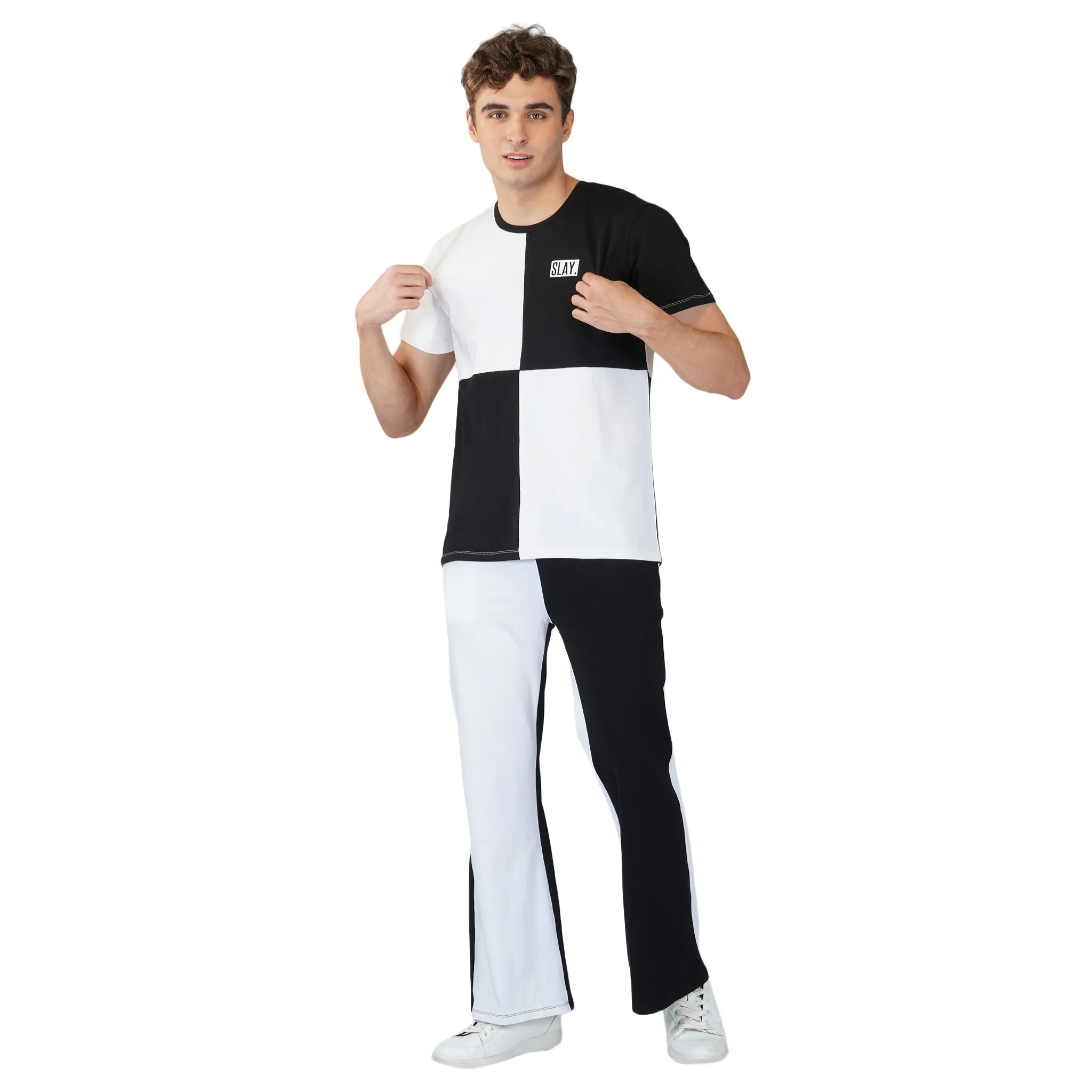 SLAY. Men's Black & White T-shirt & Pants Co-ord Set