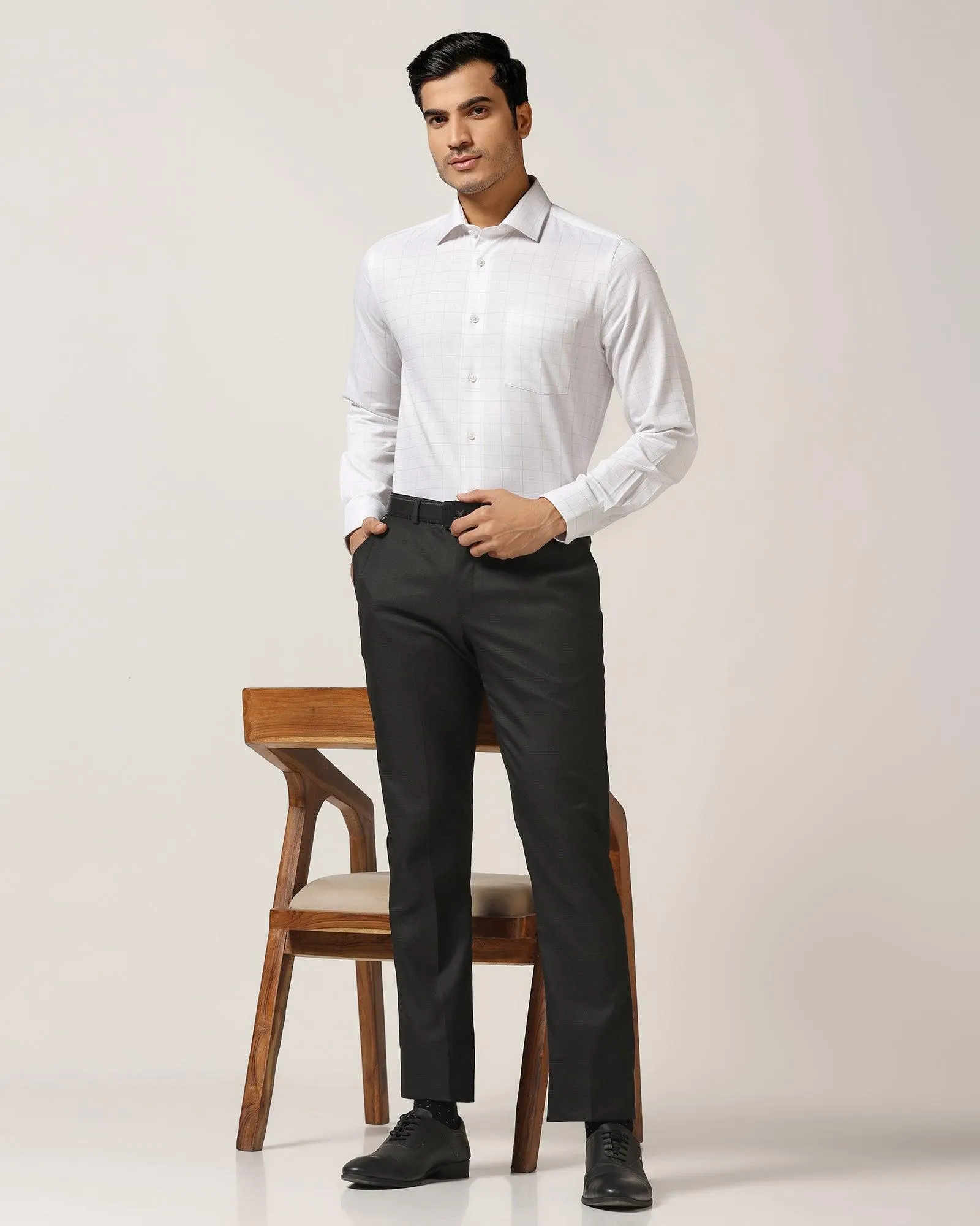 Slim Comfort B-95 Formal Black Check Trouser - Optimus