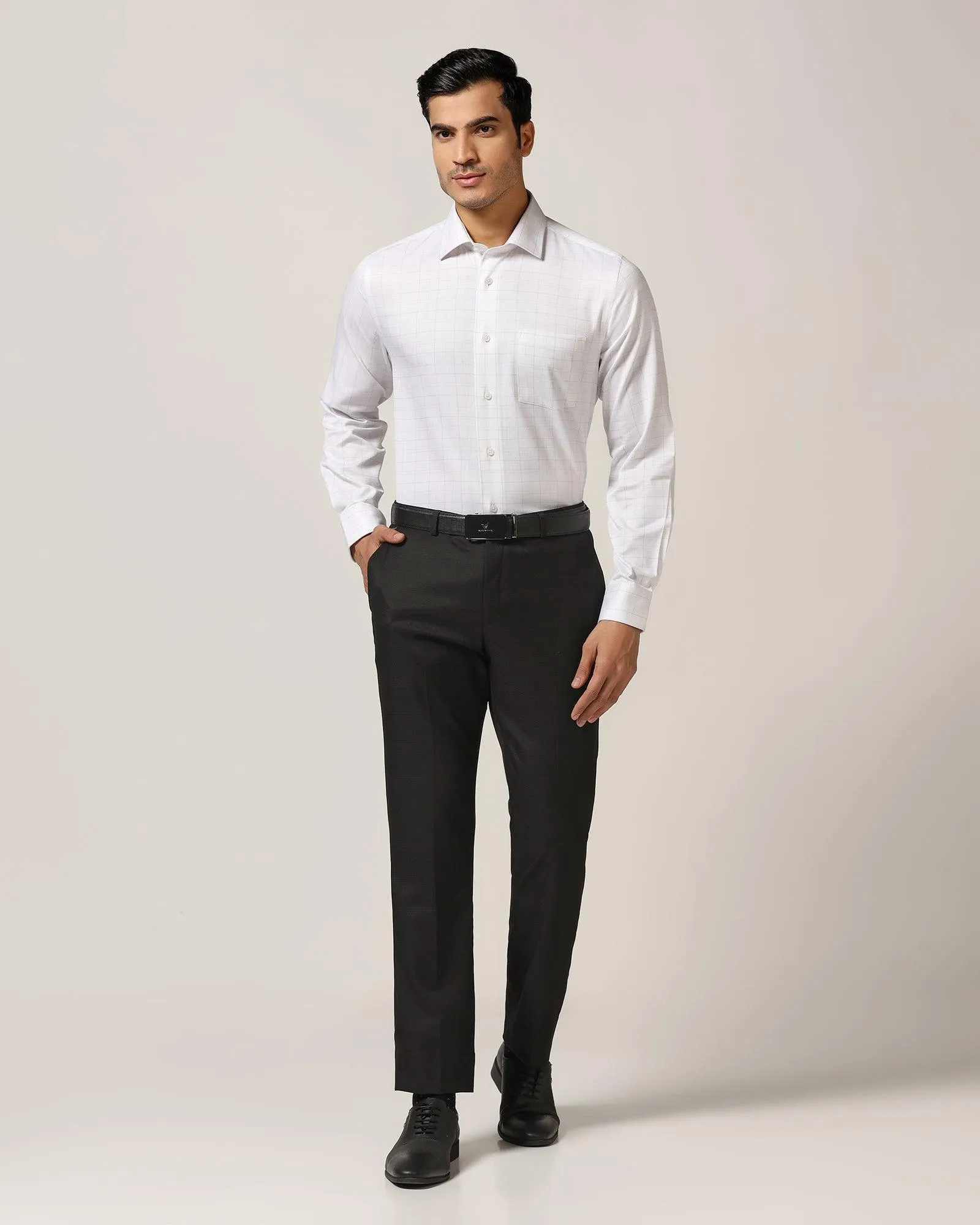 Slim Comfort B-95 Formal Black Check Trouser - Optimus