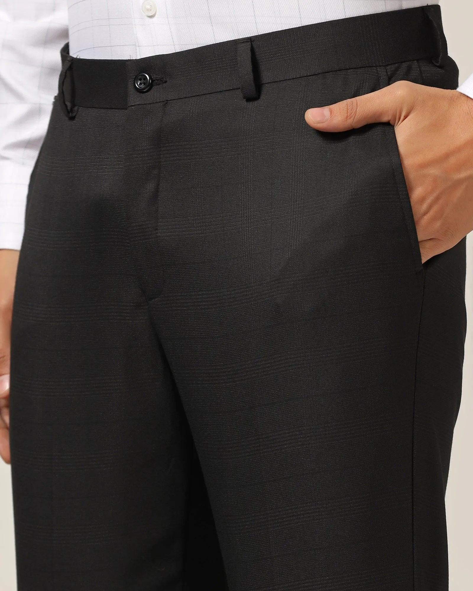 Slim Comfort B-95 Formal Black Check Trouser - Optimus