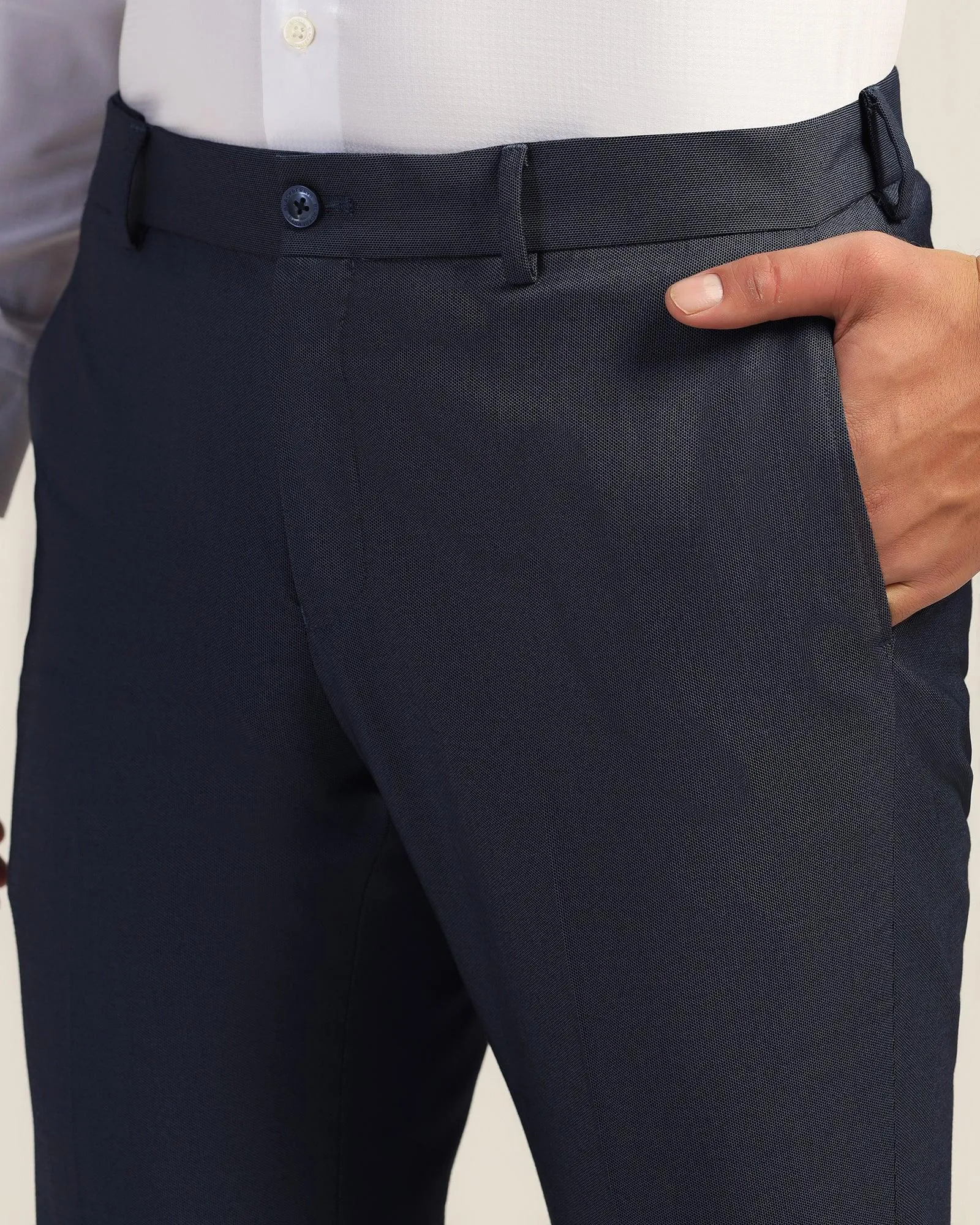 Slim Comfort B-95 Formal Navy Textured Trouser - Mazda