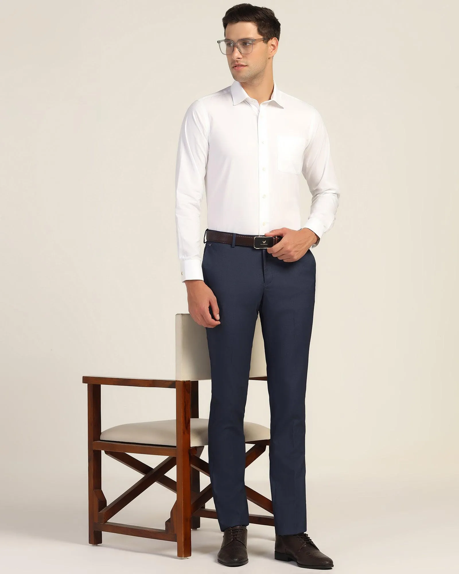 Slim Comfort B-95 Formal Navy Textured Trouser - Mazda