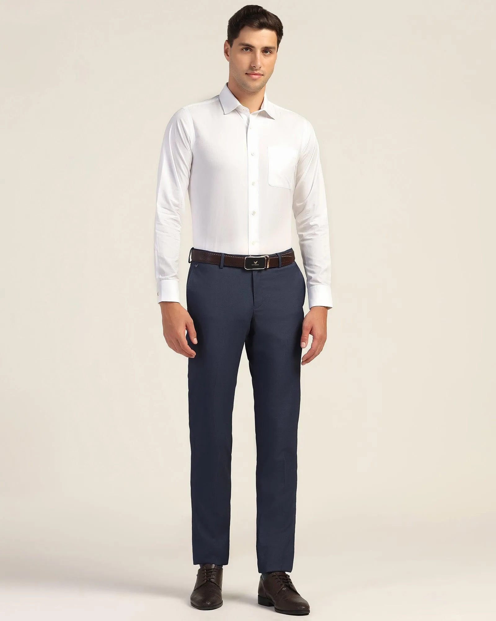 Slim Comfort B-95 Formal Navy Textured Trouser - Mazda