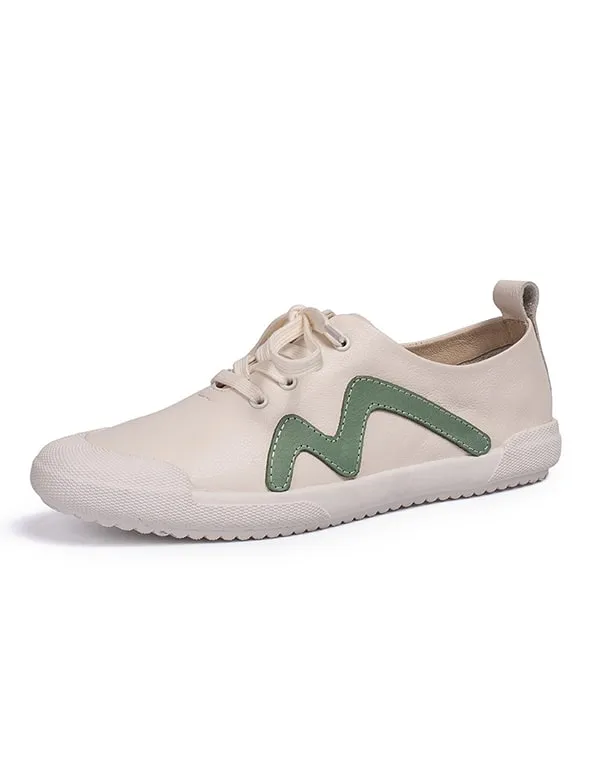 Spring Autumn Women Leather Sneaker White