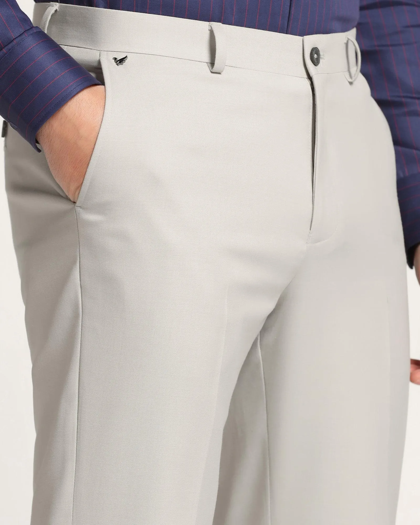 Straight B-90 Formal Grey Solid Trouser - Himalayan