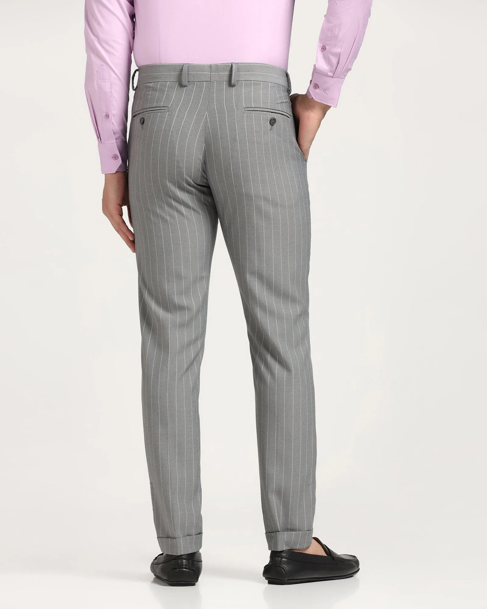 Super Slim Phoenix Formal Charcoal Striped Trouser - Hamlet