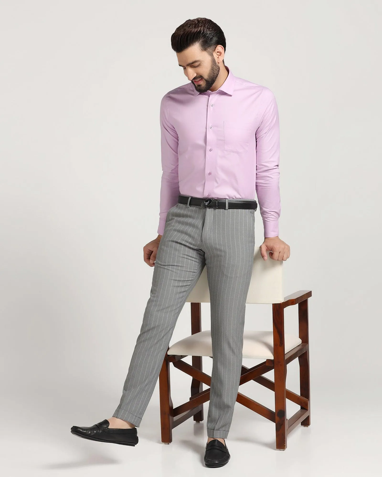 Super Slim Phoenix Formal Charcoal Striped Trouser - Hamlet