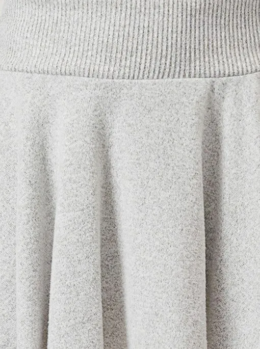 Sweater Knit A-line Ruffle Mini Skort - Light Heather Gray