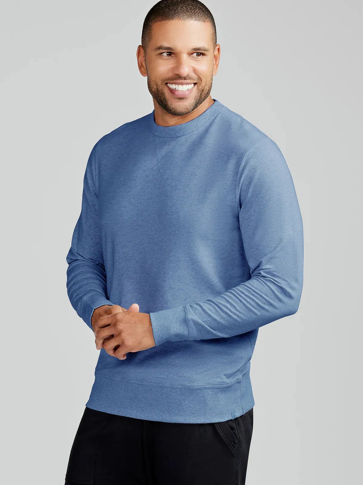 tasc Performance Men's Varsity French Terry Sweatshirt in Chambray Heather