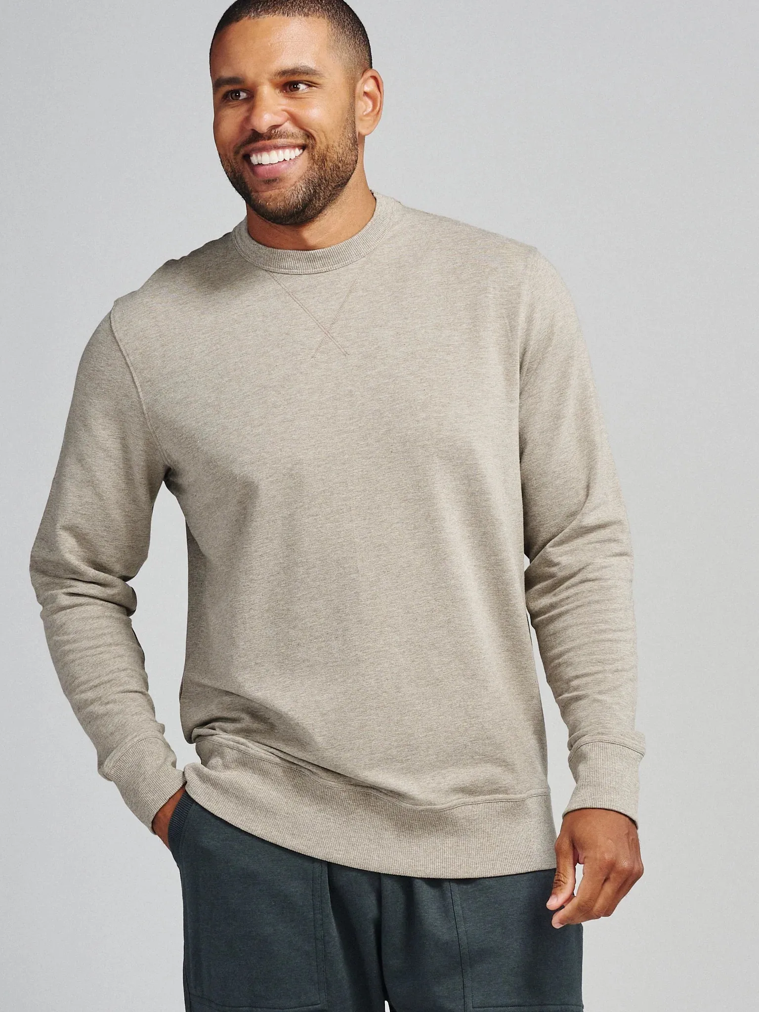 tasc Performance Men's Varsity French Terry Sweatshirt in Gray Oak Heather