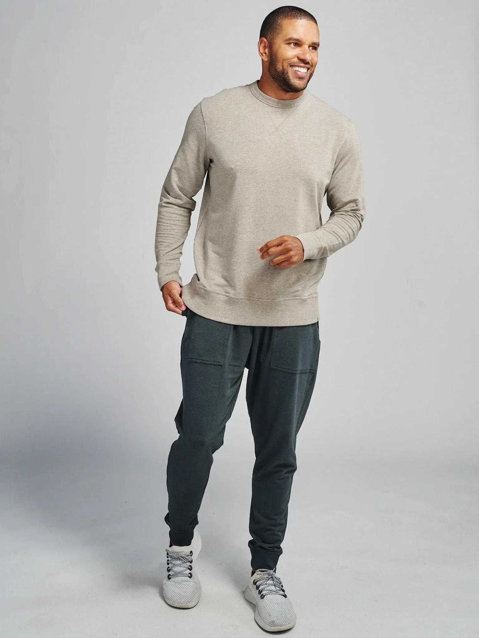 tasc Performance Men's Varsity French Terry Sweatshirt in Gray Oak Heather