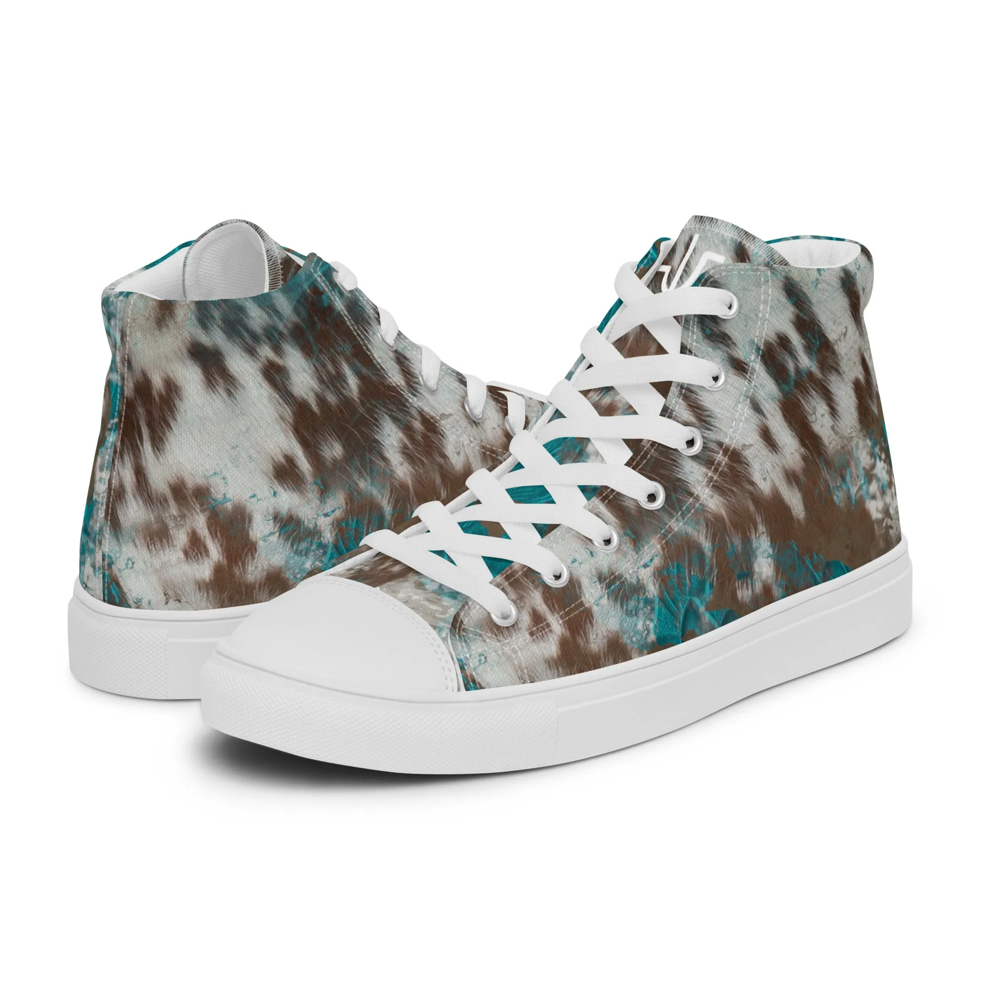 Turquoise Cowhide Junkie high top canvas shoes