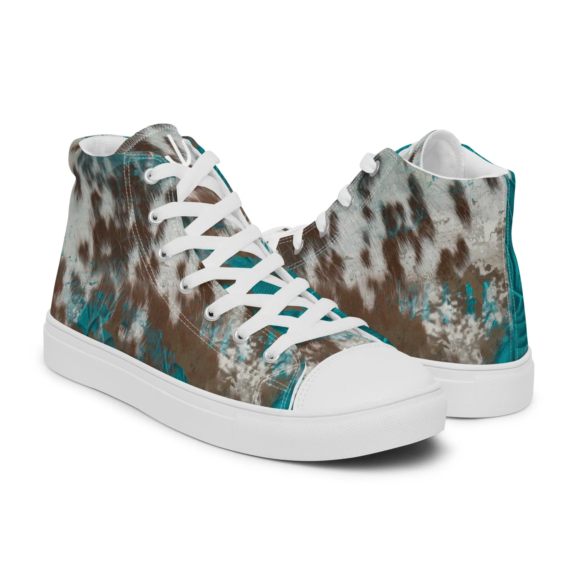 Turquoise Cowhide Junkie high top canvas shoes