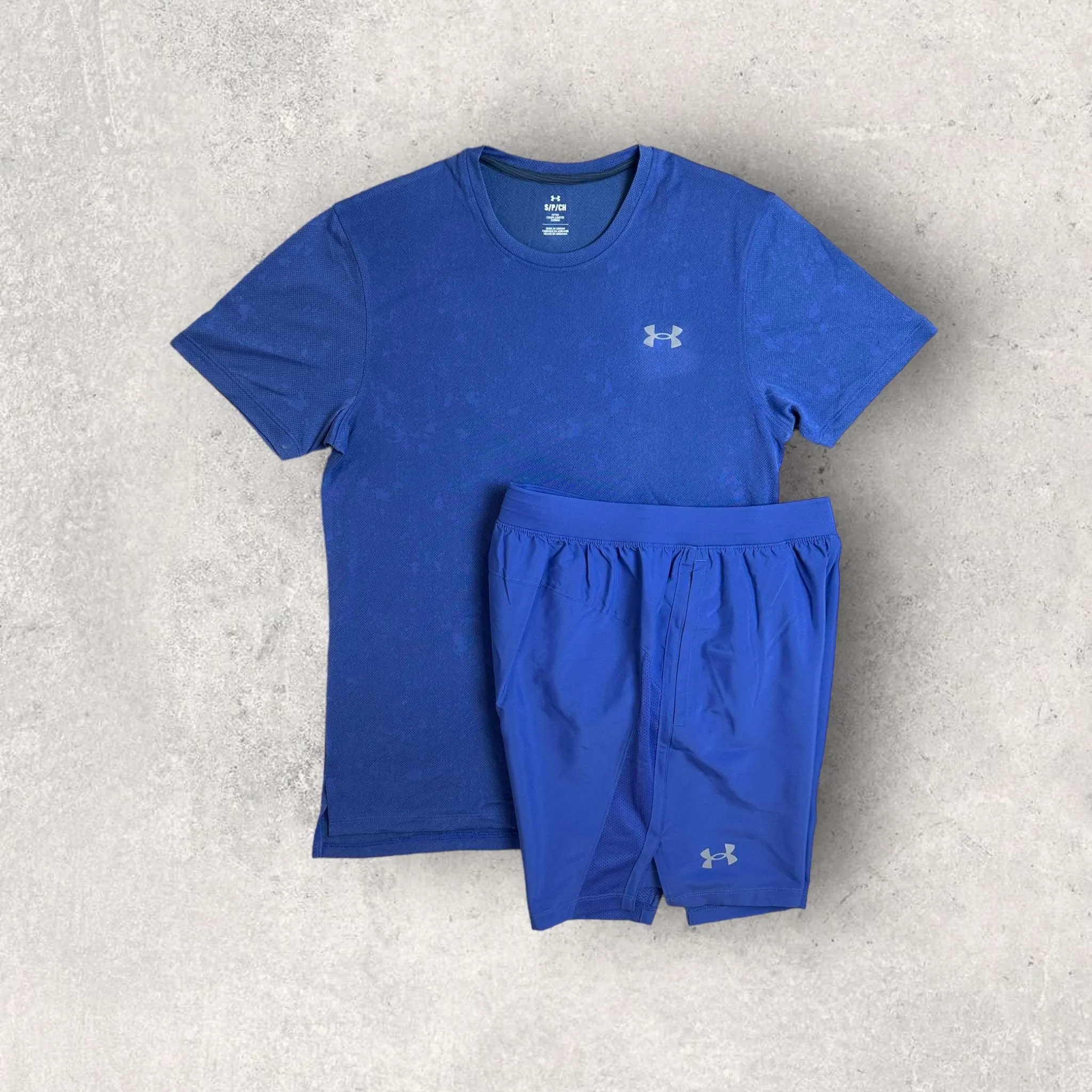 UNDER ARMOUR SPLATTER T-SHIRT/SHORT SET - BLUE