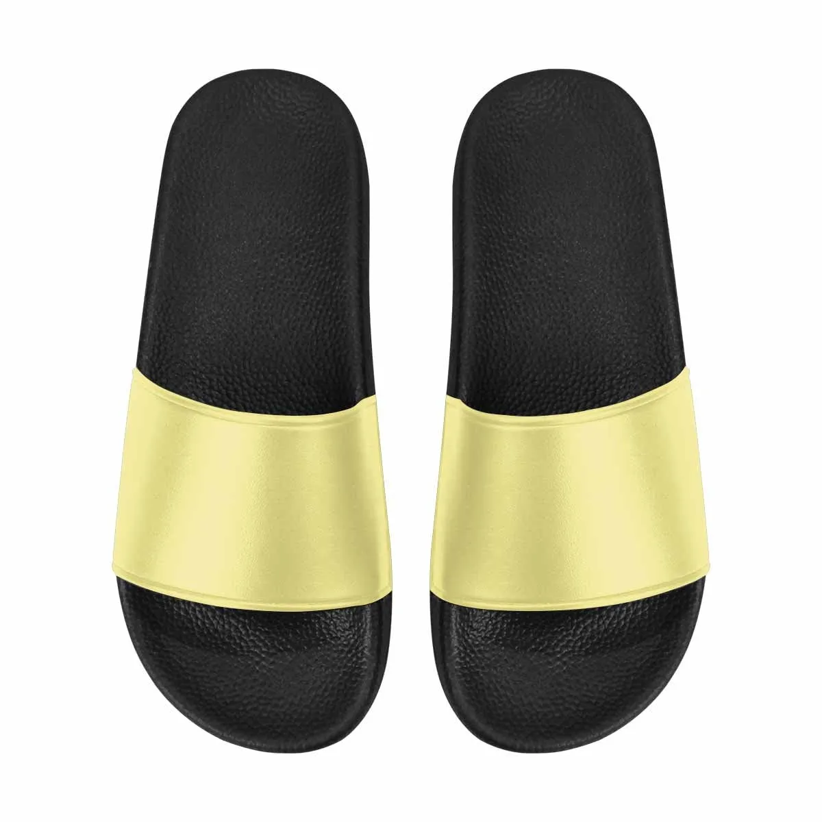 Uniquely You Mens Slide Sandals /   Khaki Yellow Flip-Flops