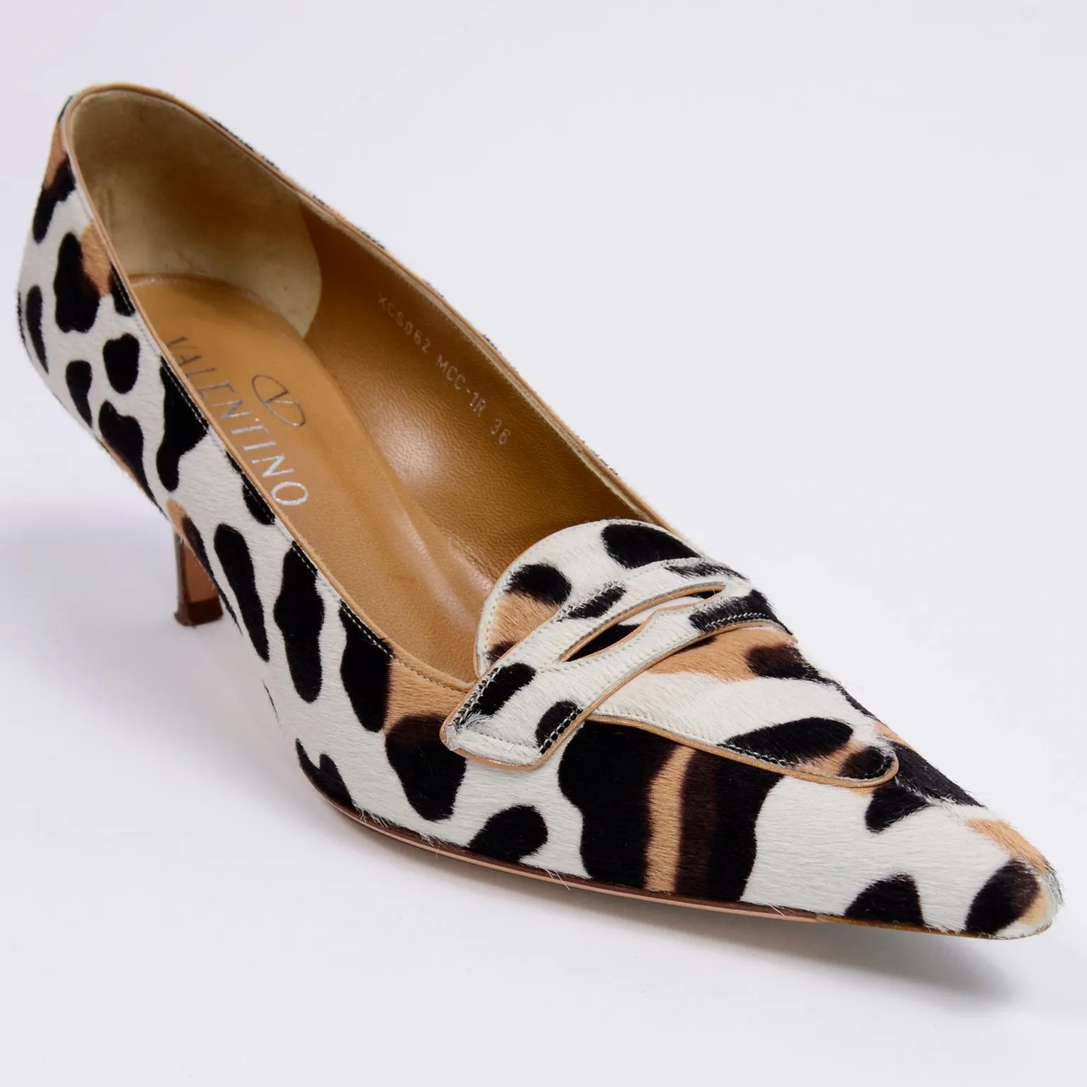 Valentino Garavani Pony Fur Leopard Print Pumps With Wood Heel