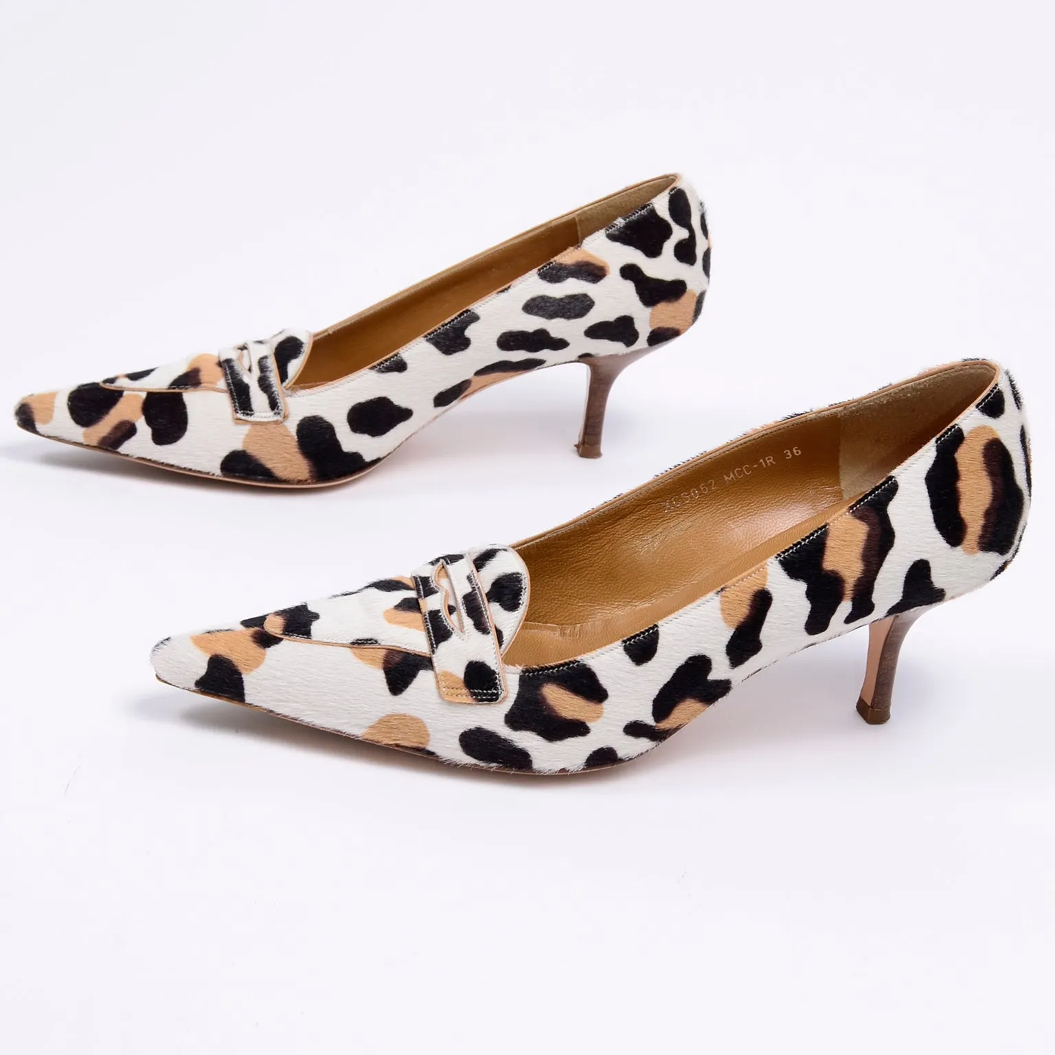 Valentino Garavani Pony Fur Leopard Print Pumps With Wood Heel