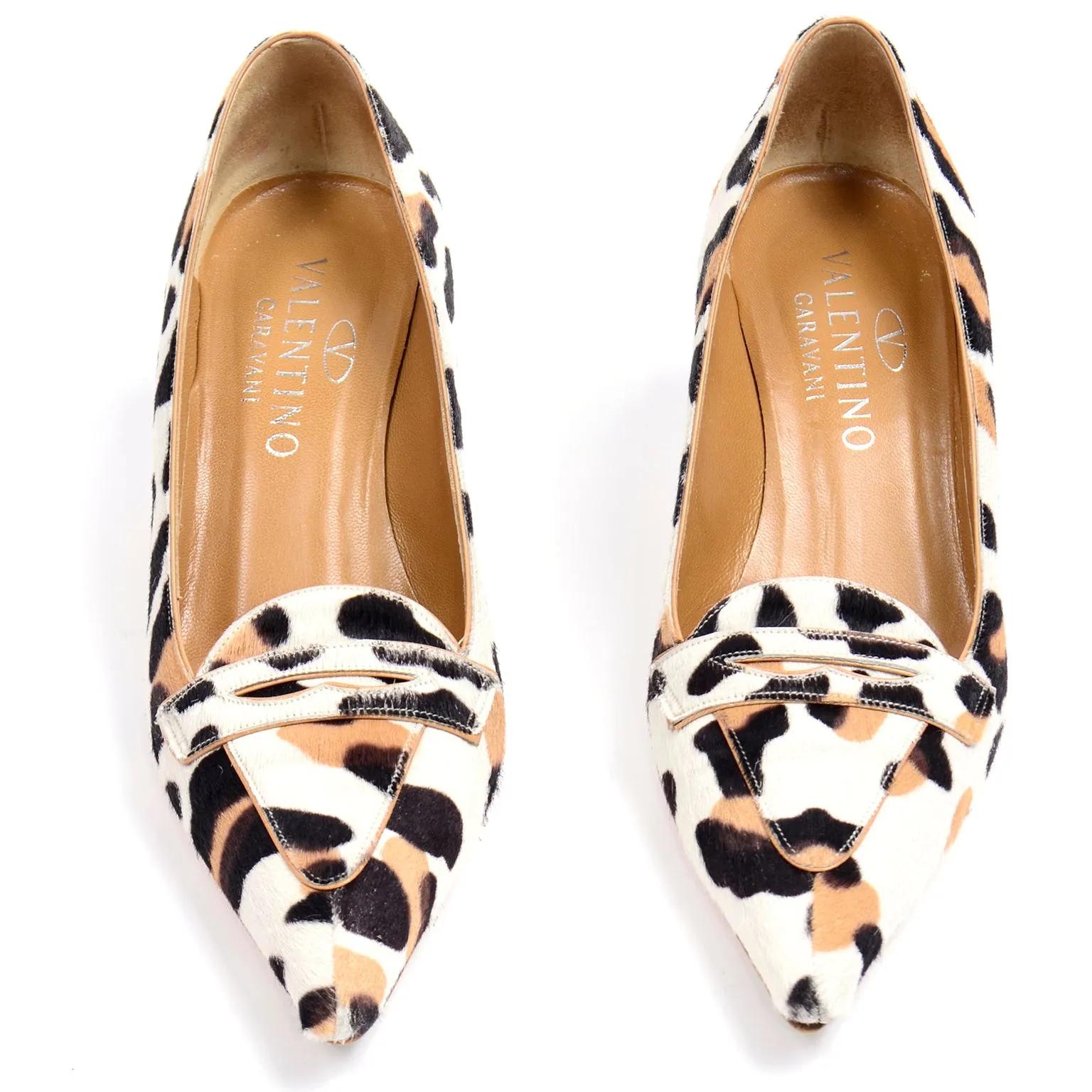 Valentino Garavani Pony Fur Leopard Print Pumps With Wood Heel