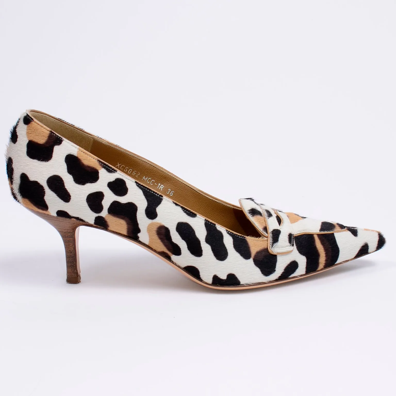 Valentino Garavani Pony Fur Leopard Print Pumps With Wood Heel