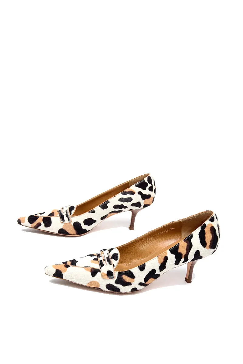 Valentino Garavani Pony Fur Leopard Print Pumps With Wood Heel