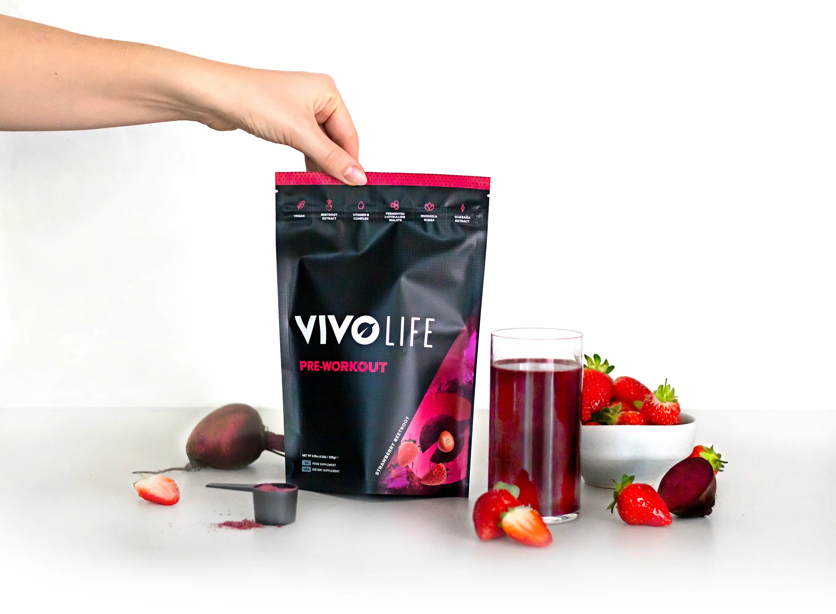 Vivo Life Pre-workout Strawberry Beetroot 255g