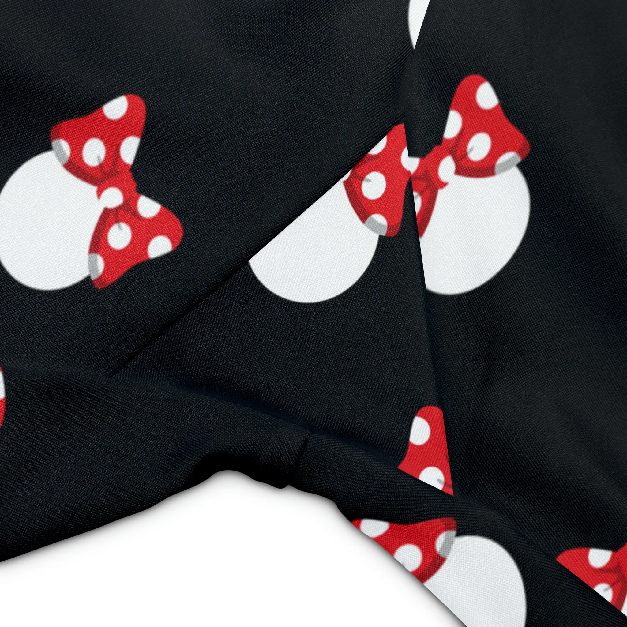 White Polka Dot Red Bow Women's Athletic Workout Shorts