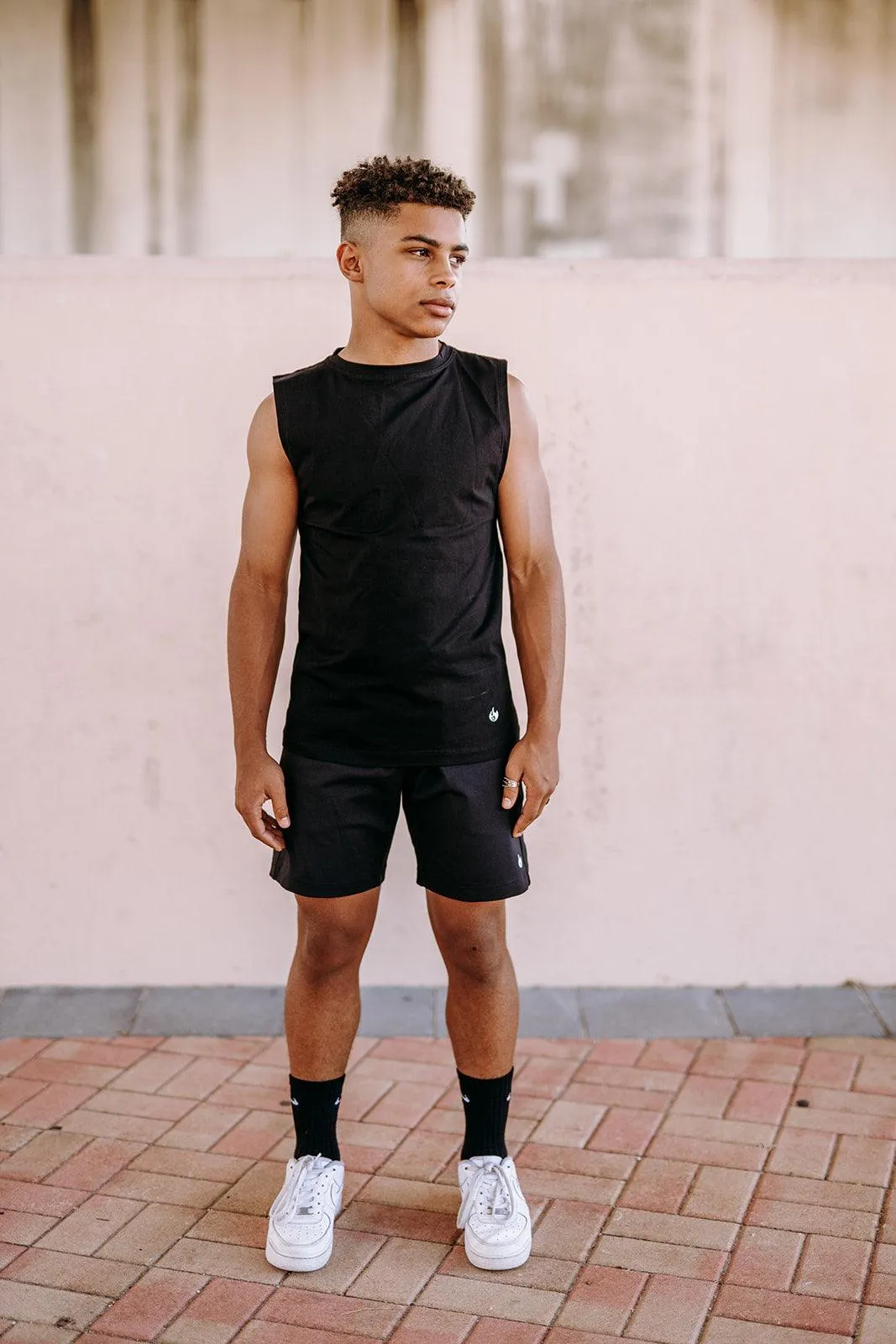 Youth Boys Black Athletic Shorts