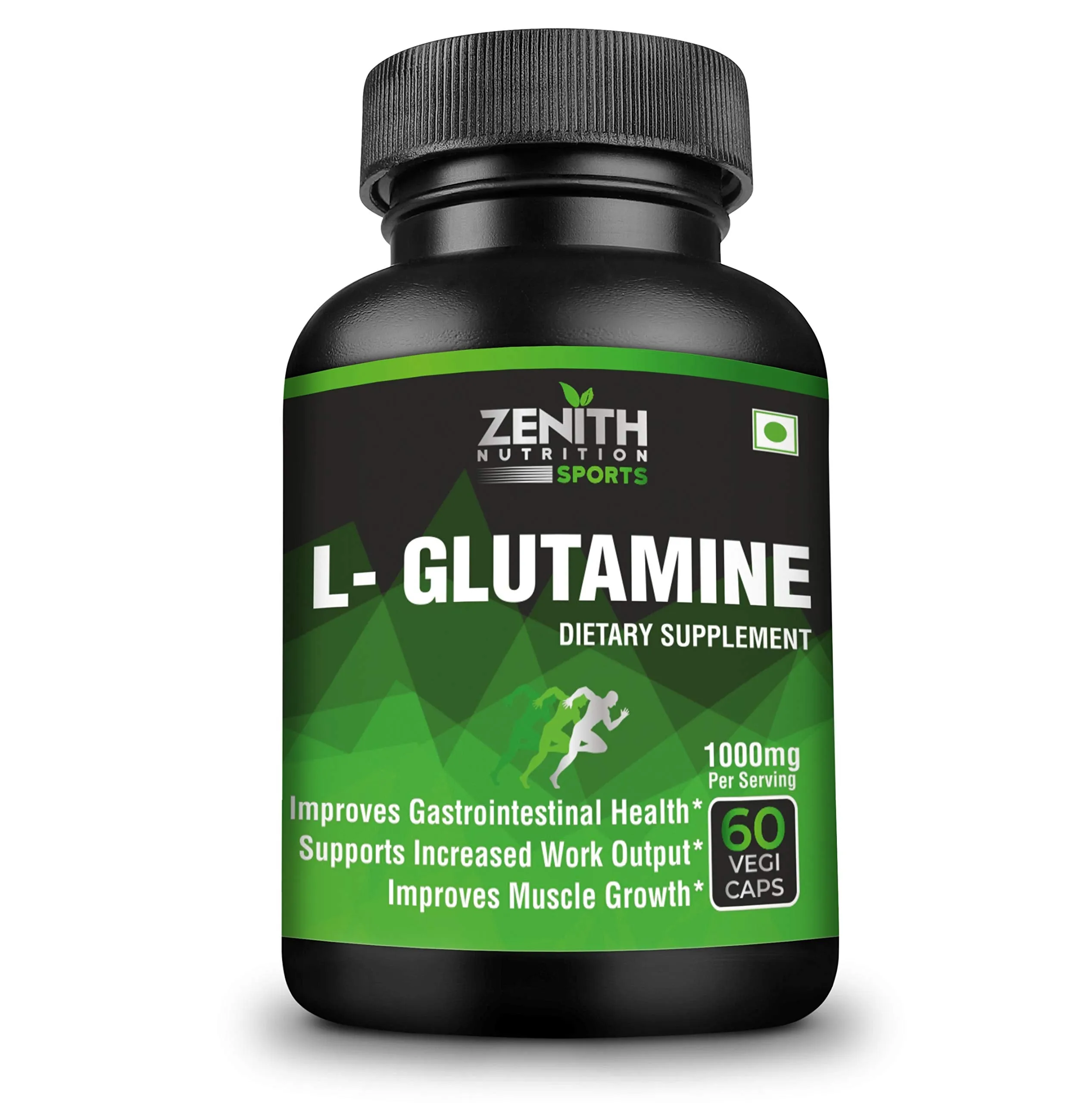 Zenith Nutrition Sports L-Glutamine 1000 mg Per Serving of 2 Capsules, 60 Capsules